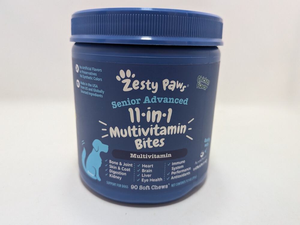 Zesty Paws Senior Advanced 11 in 1 Multivitamin Bites for Dogs- 90 Chicken Chews